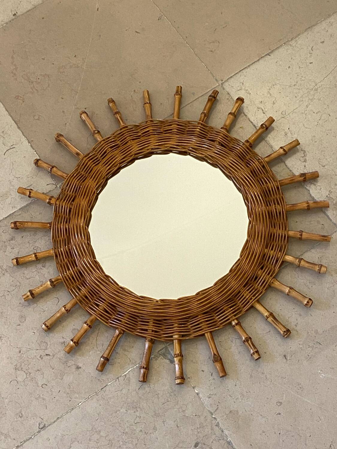 Rattan sun mirror