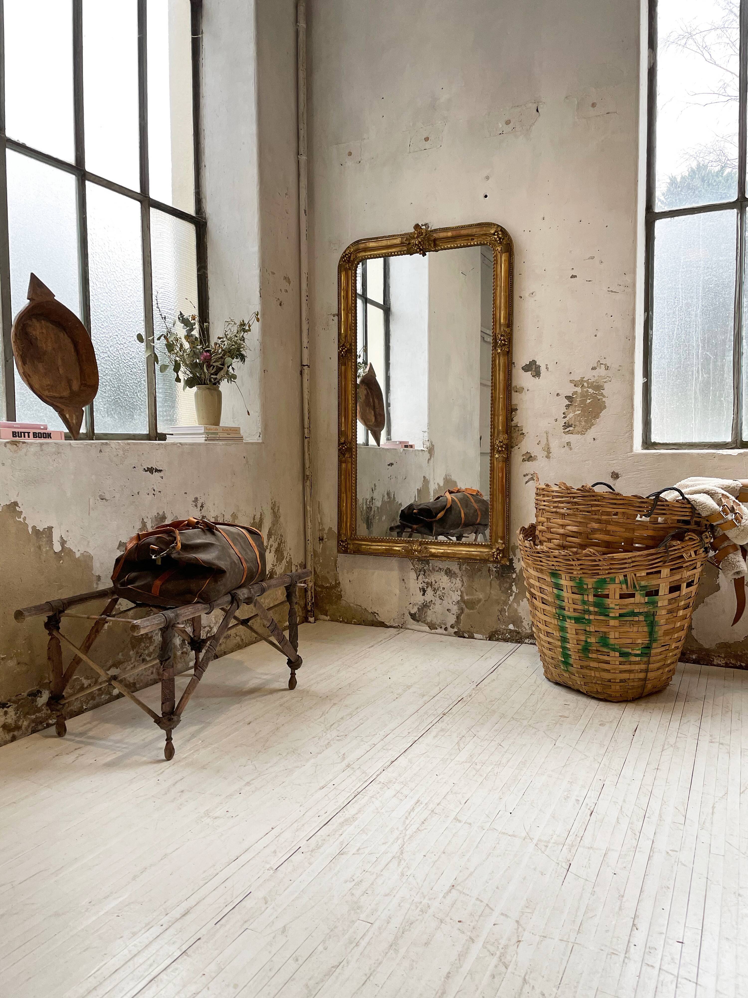 Louis Philippe Flowered Mirror 19th 84x150cm