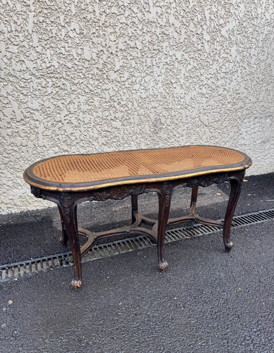 Superb antique piano bench from the late 19th century, Louis XV style