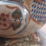 Ceramic signed duck in glazed stoneware, vintage 1960.