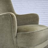 1970s, Danish highback armchair, green furniture velour.