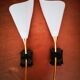 Pair of vintage 50s brass and fluted plexiglass sconces
