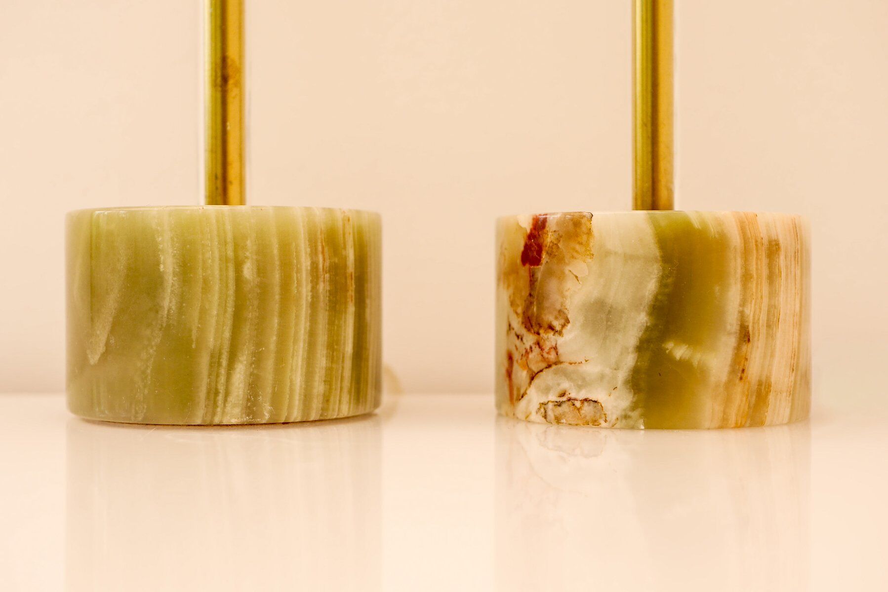 Mid-century modern Italian onyx and brass table lamps, set of 2