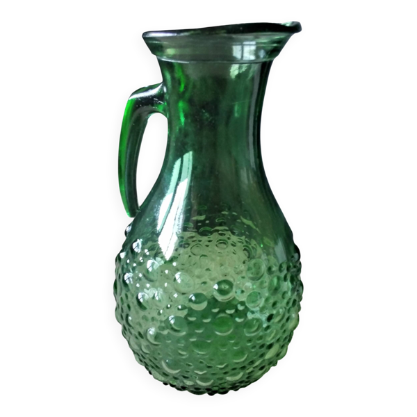 Carafe , pichet , broc à eau en verre vert VEA