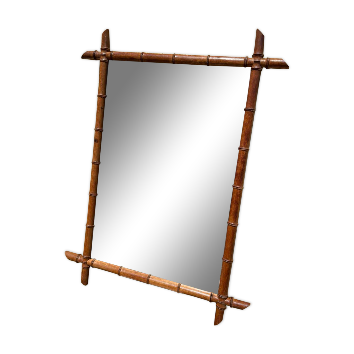 Antique bamboo style mirror mercury glass vintage solid wood