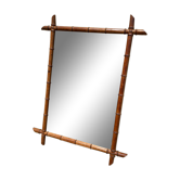 Miroir style bambou ancien glace mercure vintage bois massif
