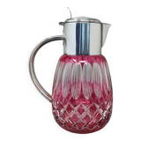 1960s Red Bohemian Cut Crystal Glass Pitcher. Made in Italy