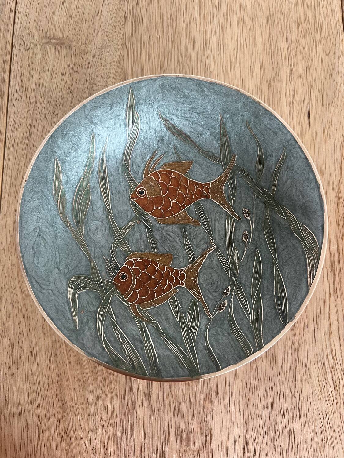 Enameled brass bowl – piece signed by the artist A.Schelde
