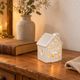 White perforated ceramic house lantern – Light decoration