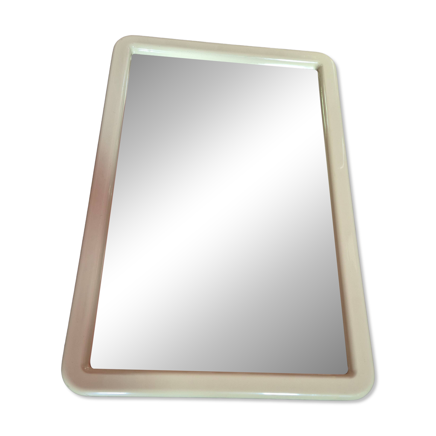 vintage mirror from the 70s with a large beige border, 90 by 60 cm