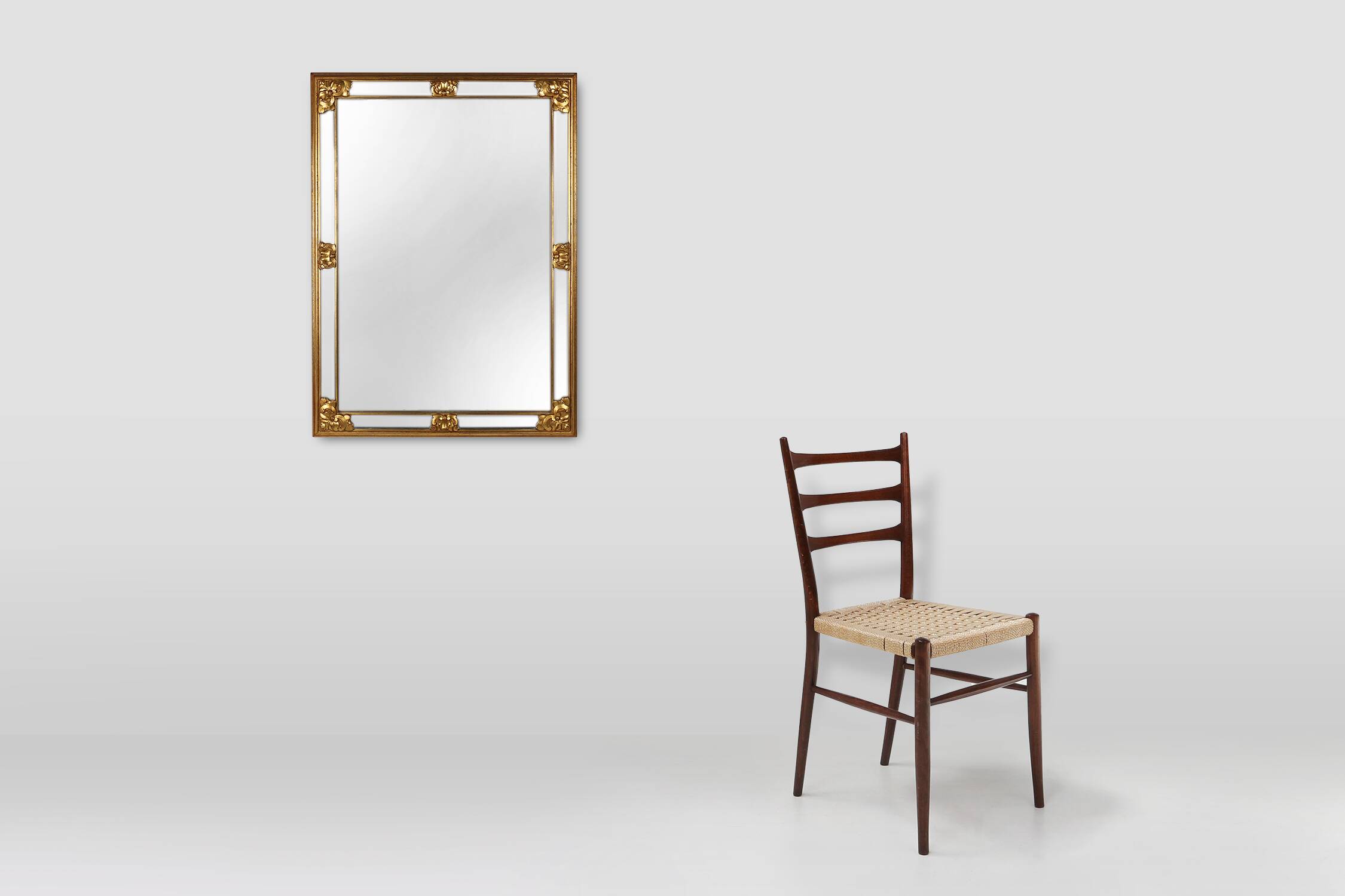 Large 20th century decorative Vintage gilded mirror, Belgium