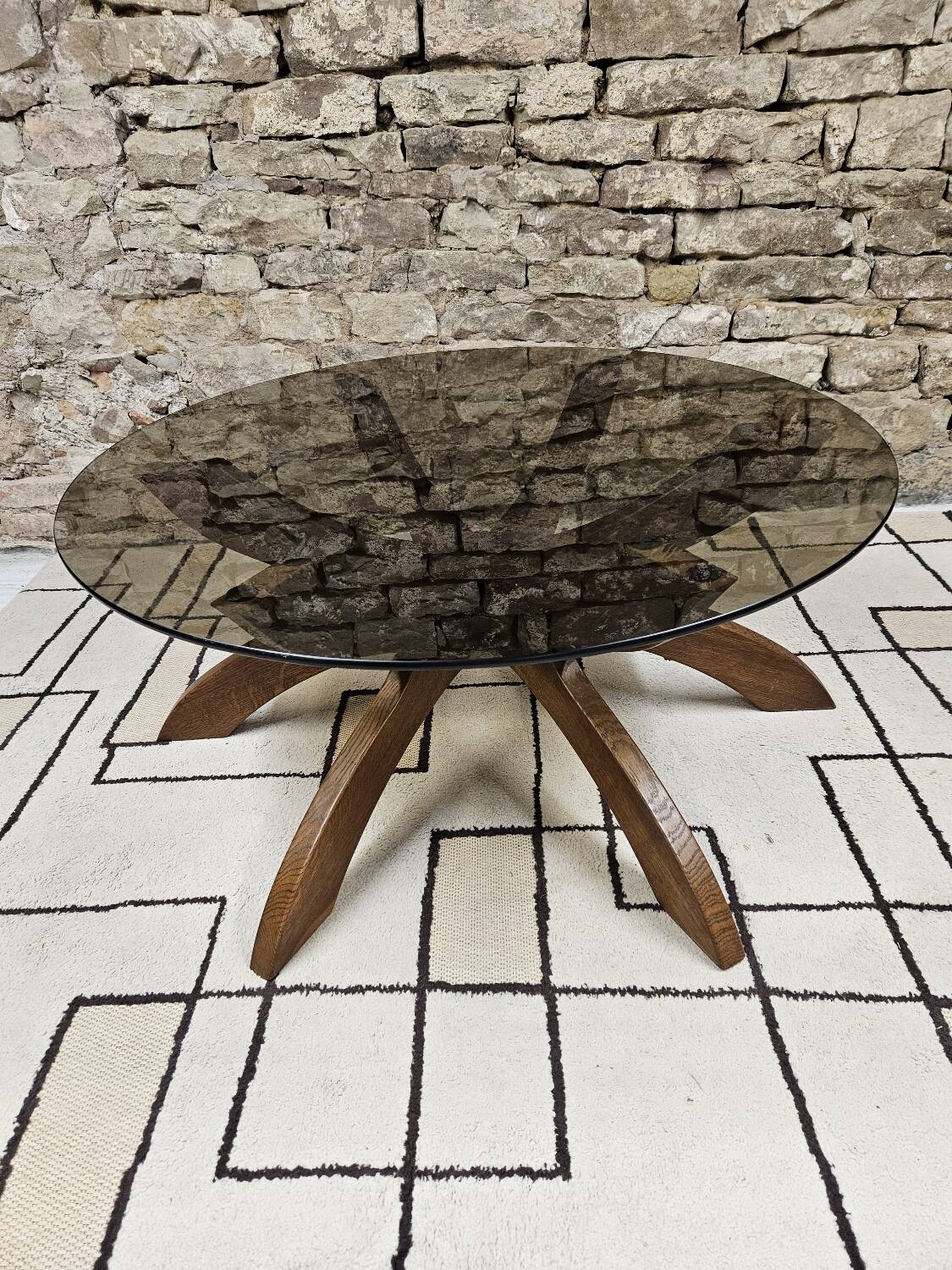 Table basse brutalist vintage 1970"