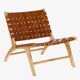 Wooden armchair with leather straps