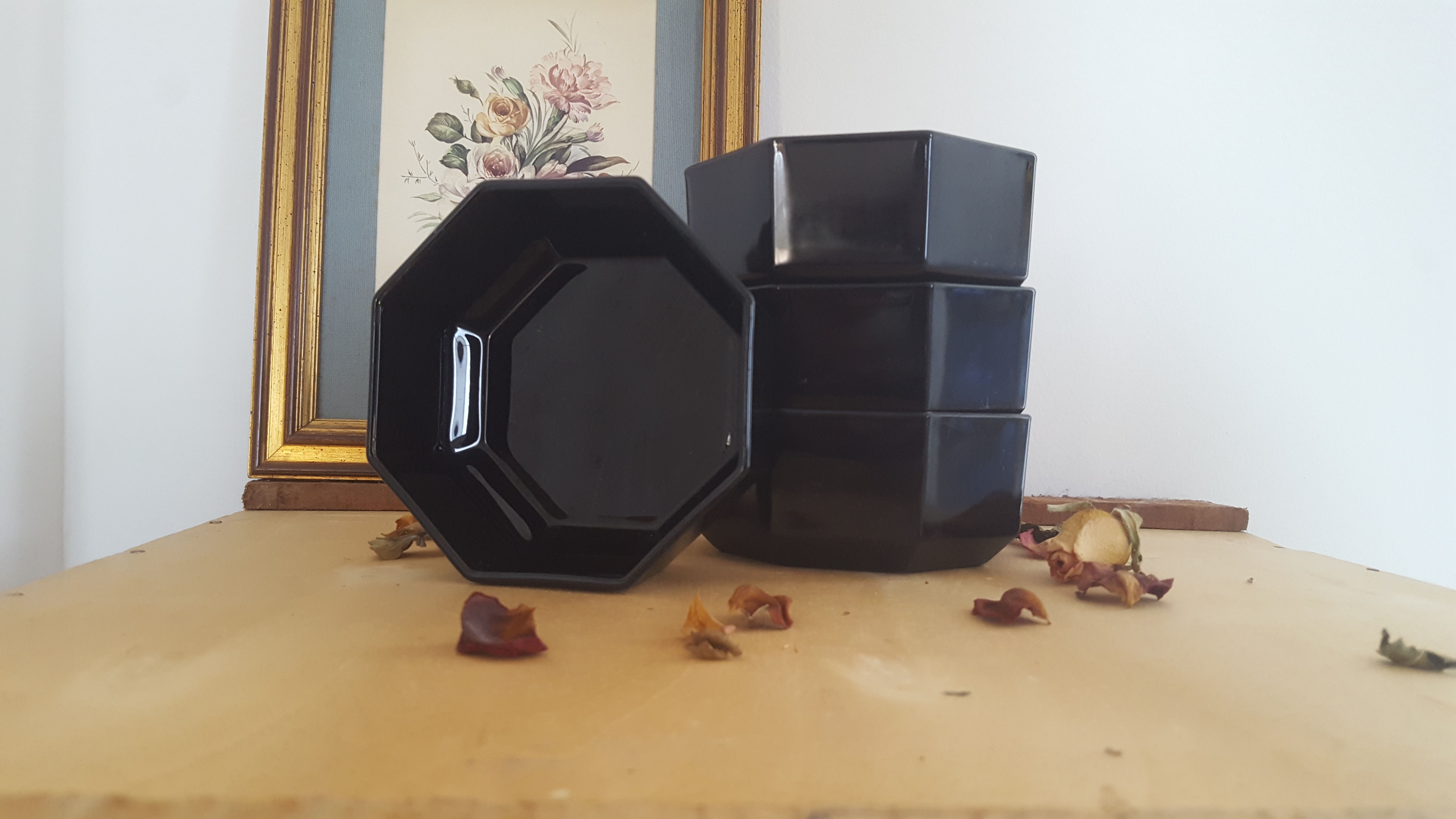 Vintage black Arcoroc ramekins