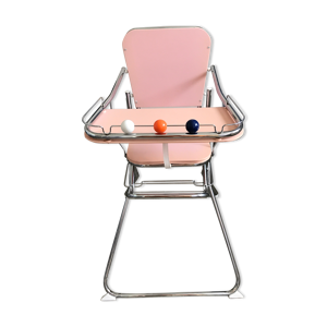 chaise haute bébé rose