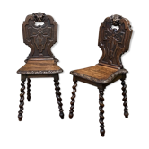 Pair of low 19th oak chairs
