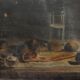 Oil on canvas still life painting lit by candlelight