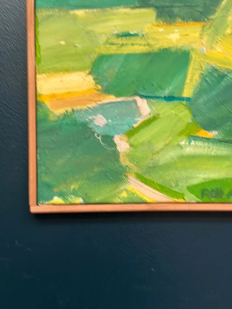 Original Swedish Oil on Canvas – “Early Summer Landscape” by Rolf Andersson – Signed – 2003 – Vintage & Framed – 24.5 × 24.5 cm