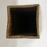 Brutalist stoneware vase with a plant motif. 1970s.