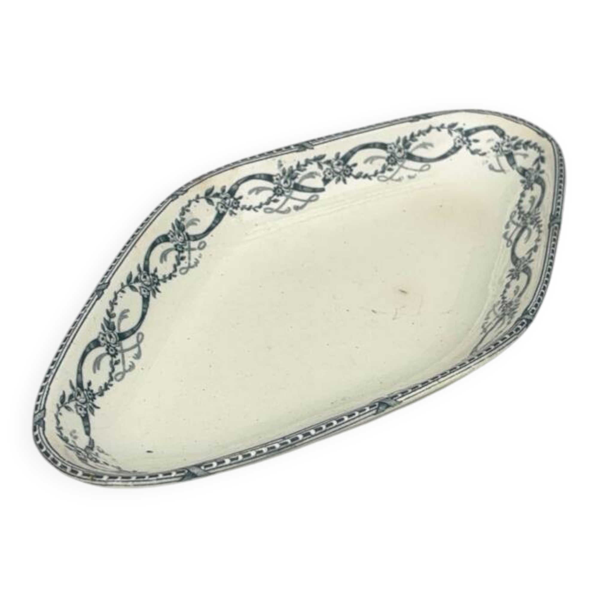 Antique ironstone dish – Salins Récamier – French earthenware dish