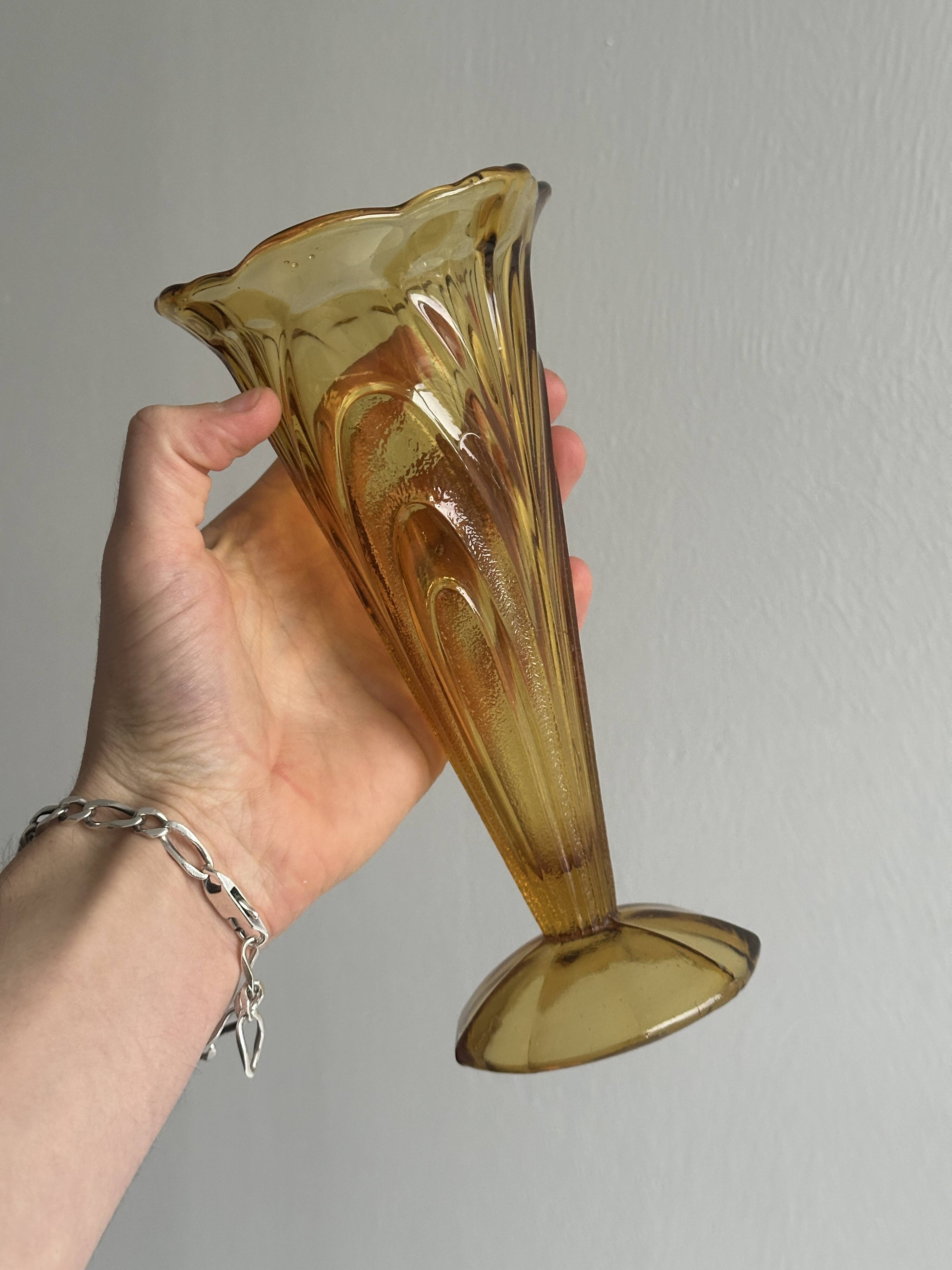 Yellow amber glass vase