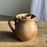 Vintage brutalist stoneware pink wine cooler pitcher H19