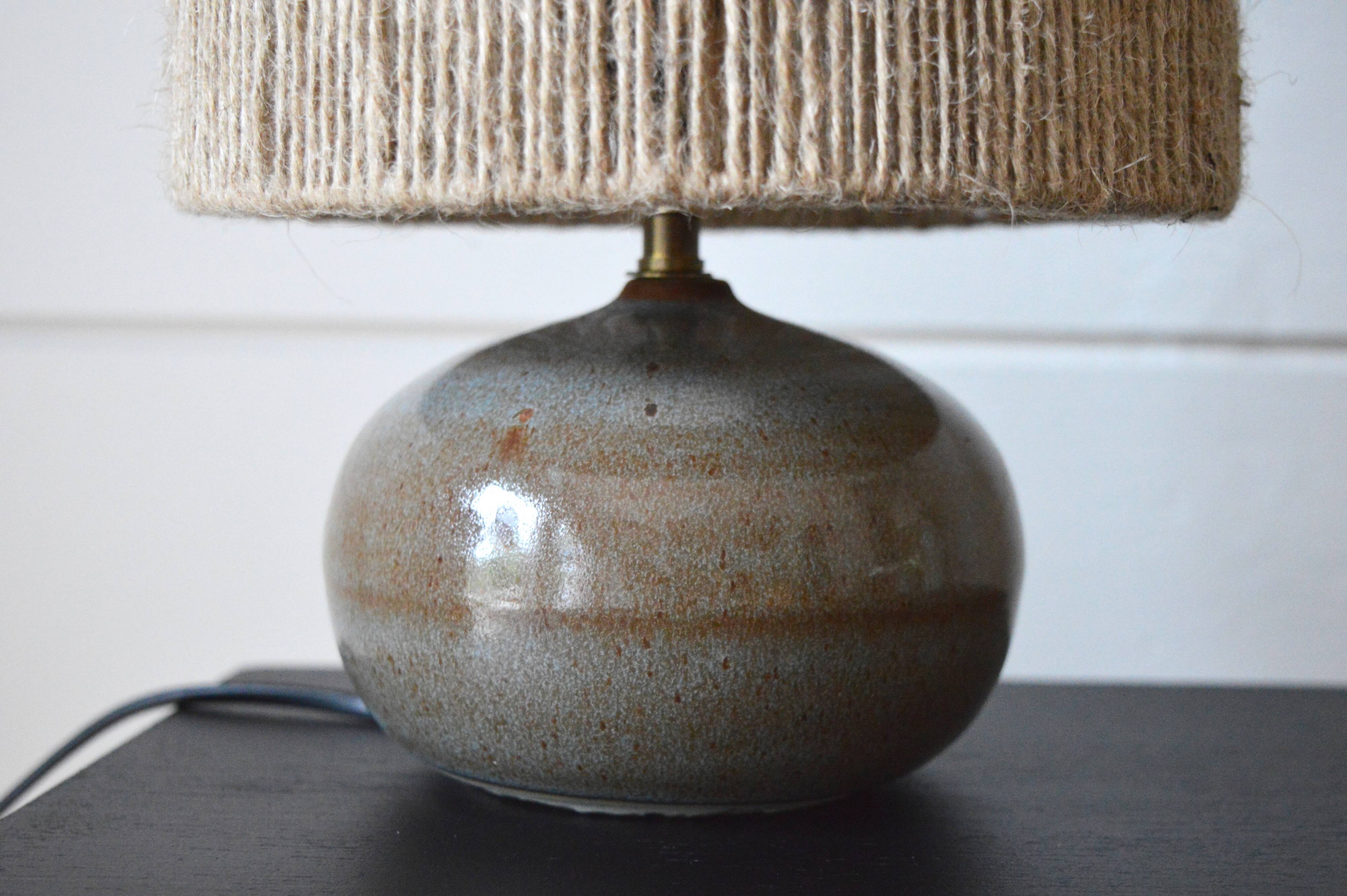 Sandstone and rattan lamp