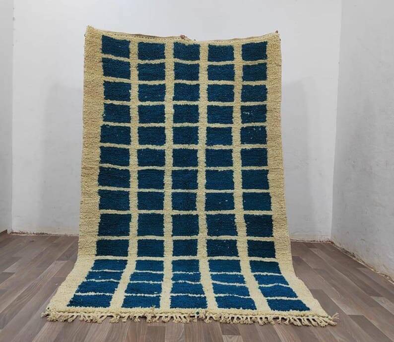 Handmade pure natural wool rug, size 160 x 250 cm