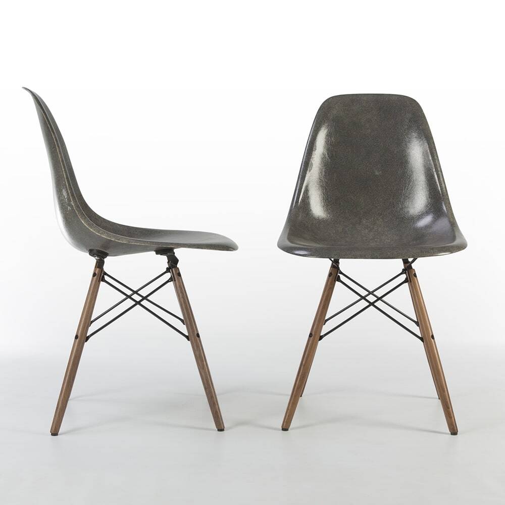 Elephant Grey Pair (2) Herman Miller Original Eames DSW Dining Shell Chairs