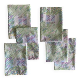 Lot de 10 serviettes pastelles APAC 80's - 43x43 cm - polycoton