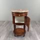 Half-moon side table in mahogany and marble, Louis XVI style, 19th century.