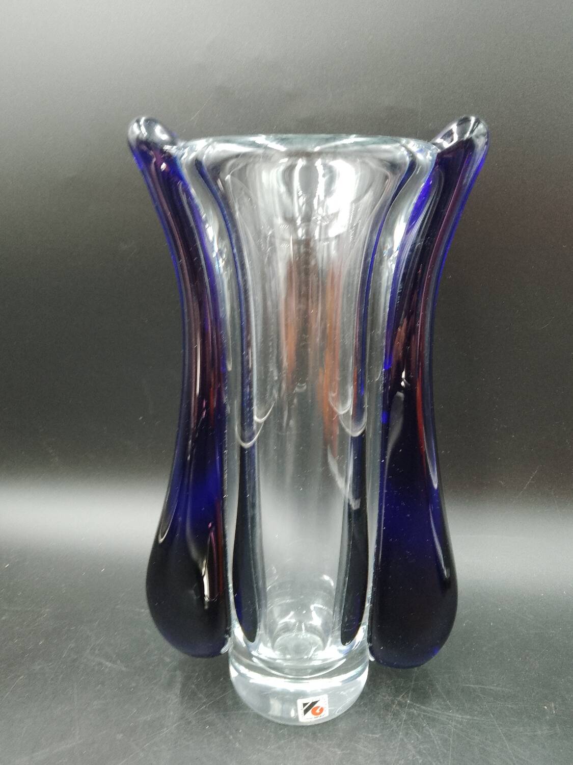 Imposing & massive crystal vase Jaroslav Svoboda Karlov Czech Republic art glass