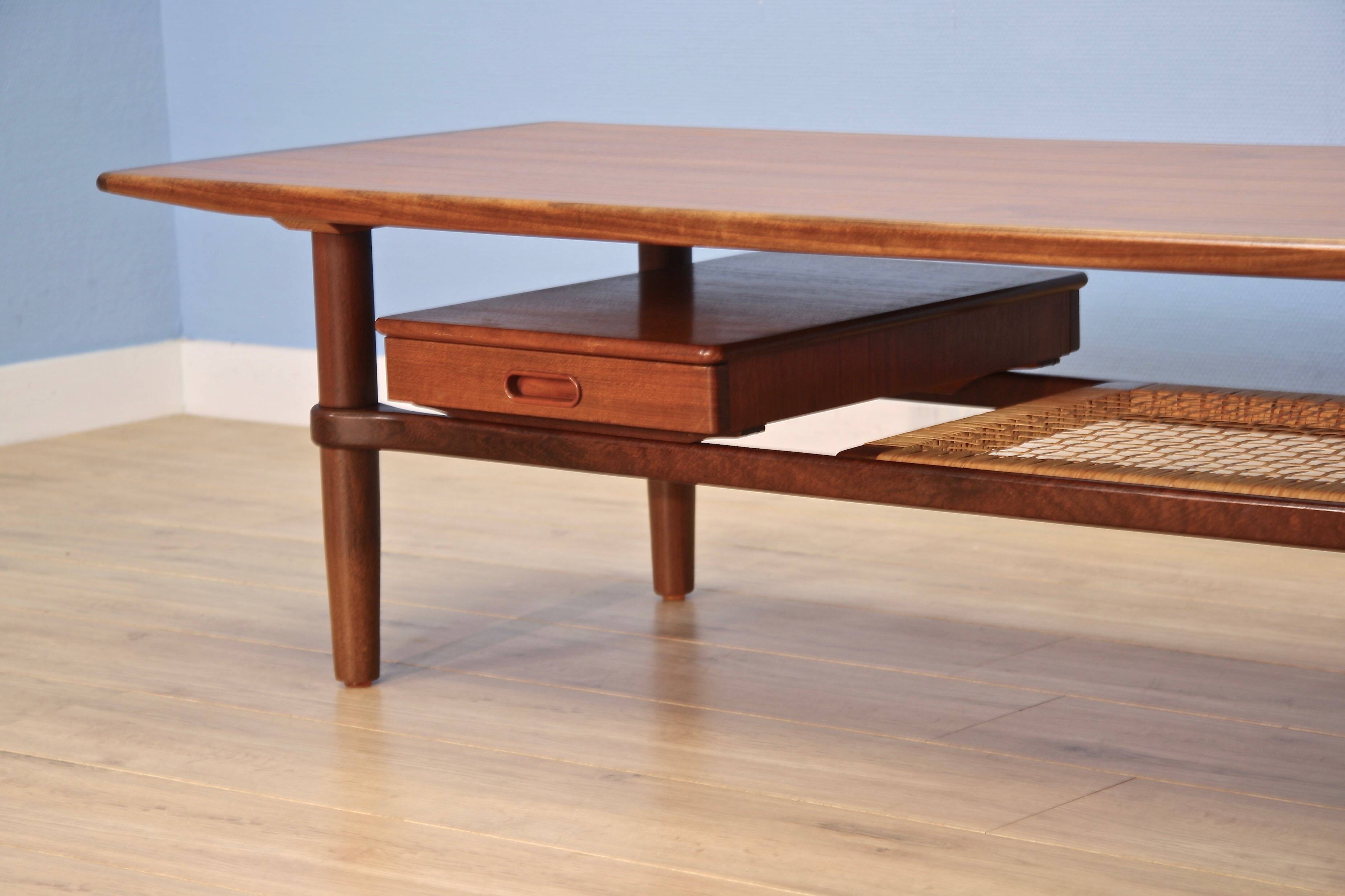 Danish coffee table with drawer in teak, 1960s