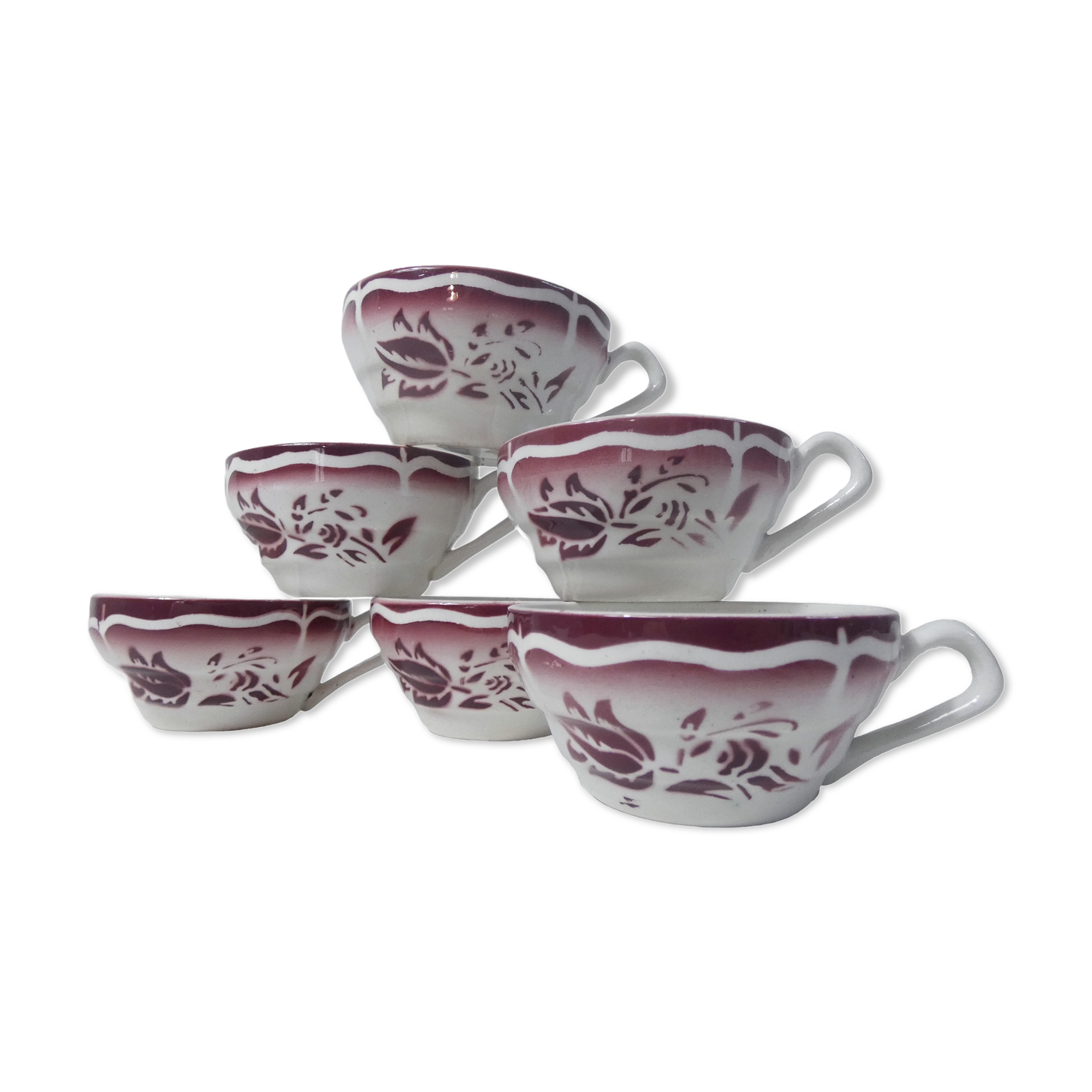 6 cups Digoin Sarreguemines