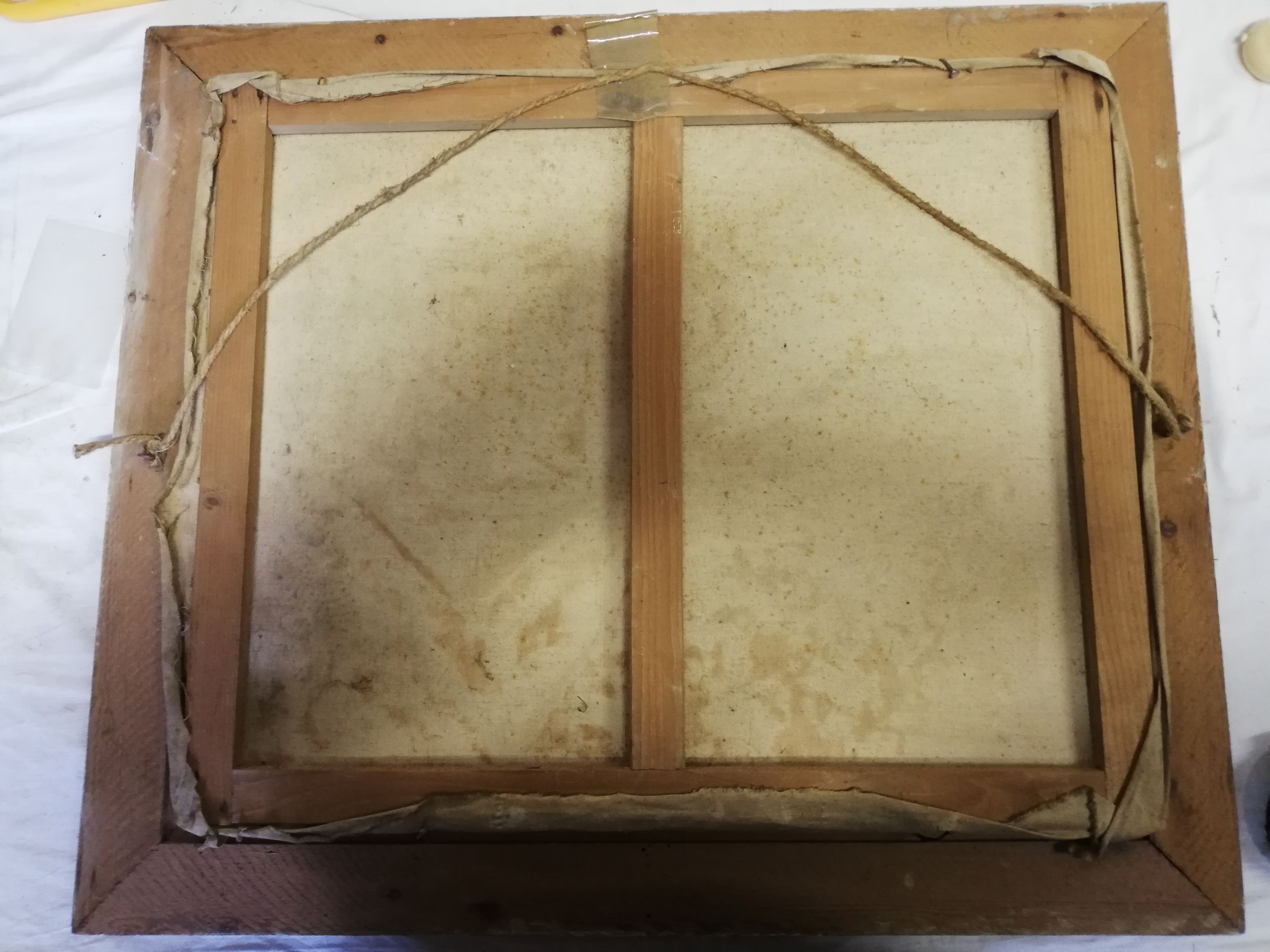 Oil on canvas "barge on the banks of the Seine"