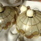 Pair of mother-of-pearl and brass lampshades