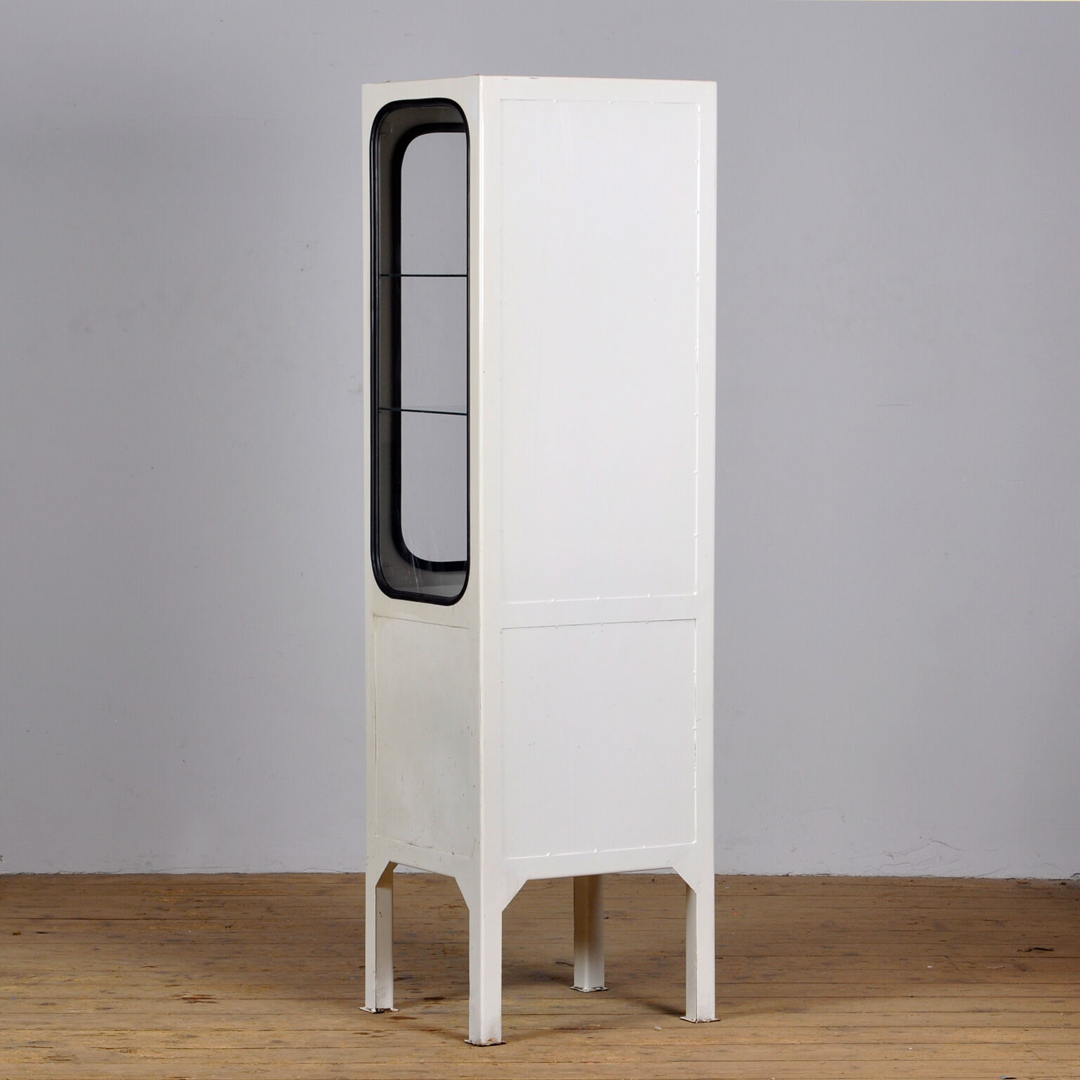 Vintage iron and glass medical cabinet, 1970s