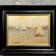 Molina Ferrer: oil painting on panel depicting a seascape with sailing boats