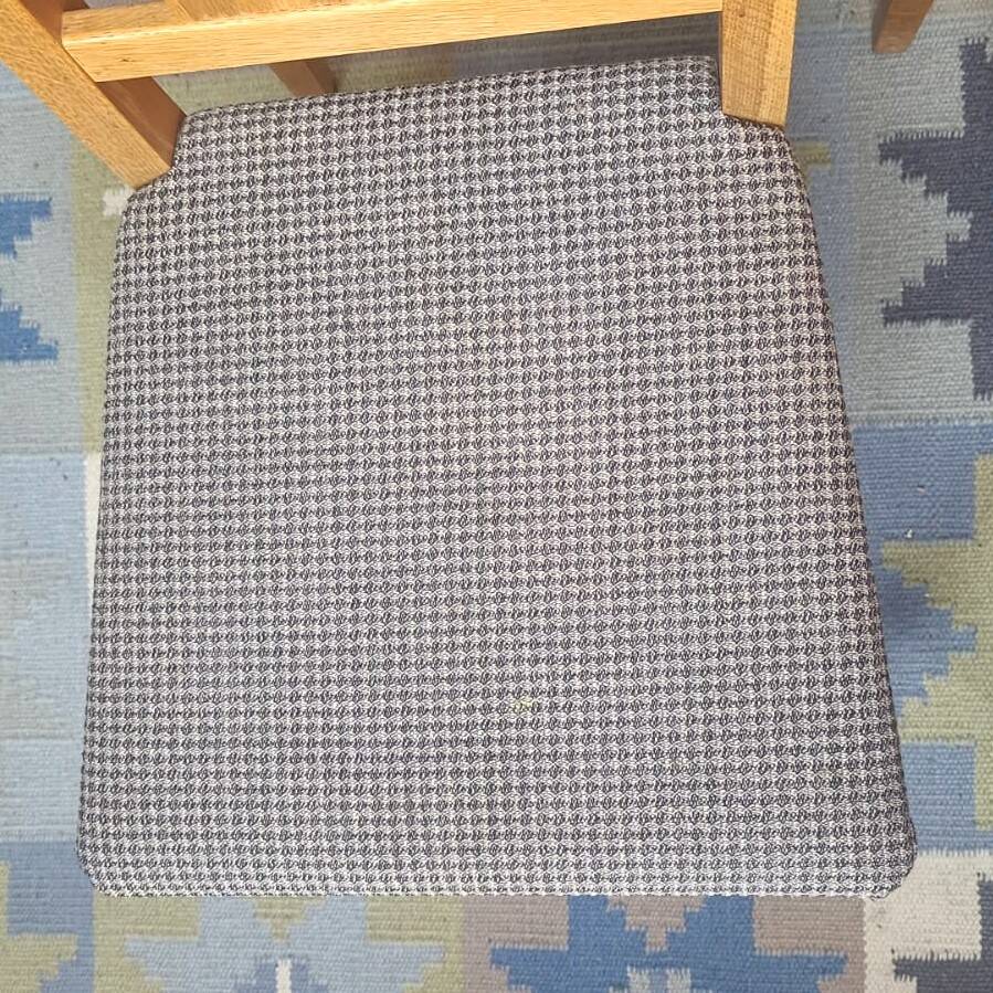 4 brutalist chairs in oak and checkered fabric, Denmark, 1960s