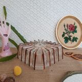 Ceiling lamp / wall lamp in molded glass two-tone square 70s