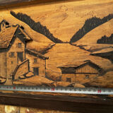 Tableau Alpin vintage années 50 - Sculpté et Pyrogravé - Ambiance Chal