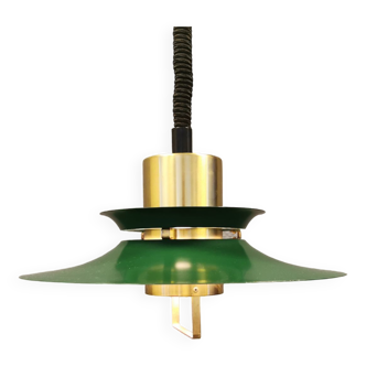 Hanging lamp from the 1970s-1980s, made of metal and brass.
