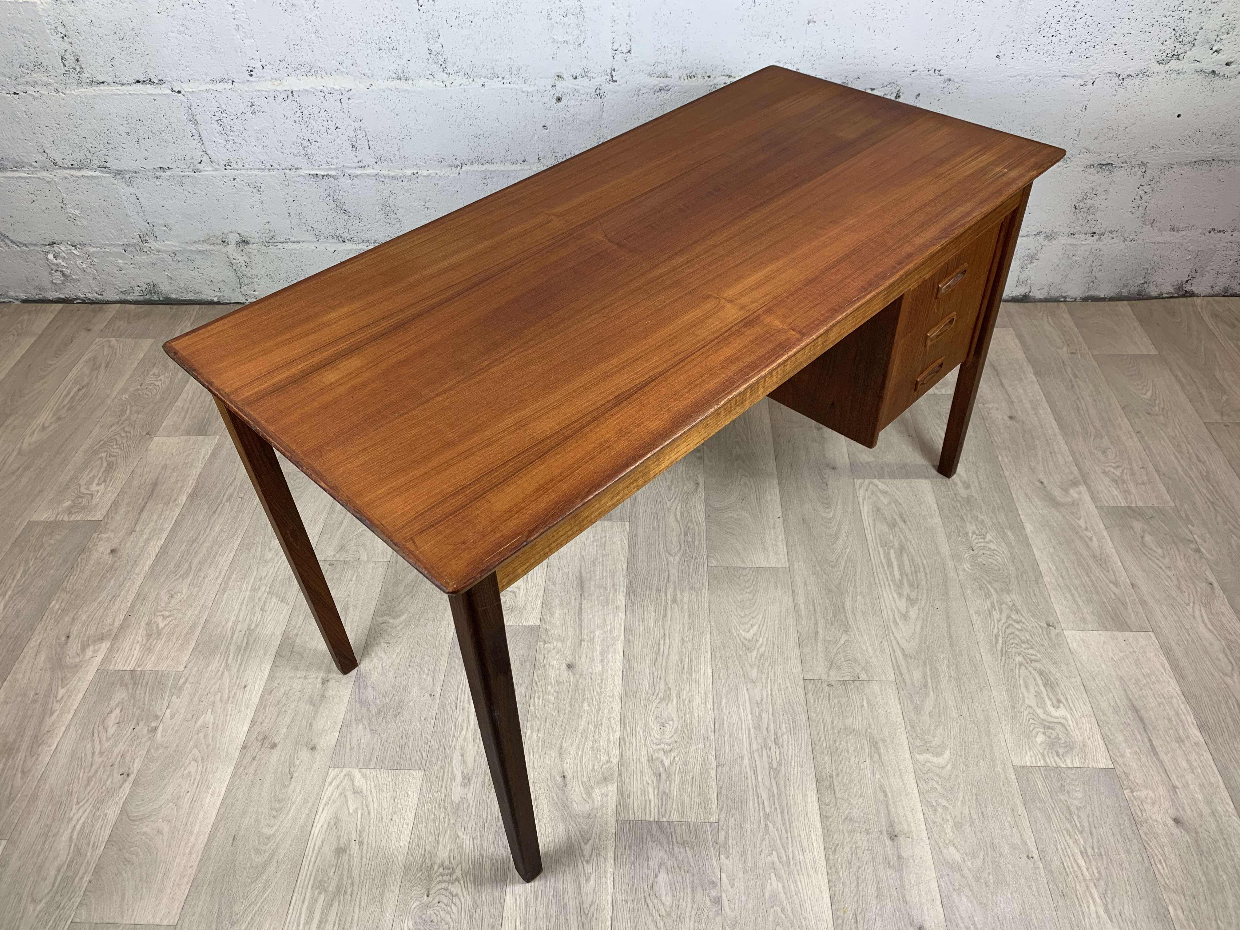 Scandinavian double-sided vintage teak desk, 60s
