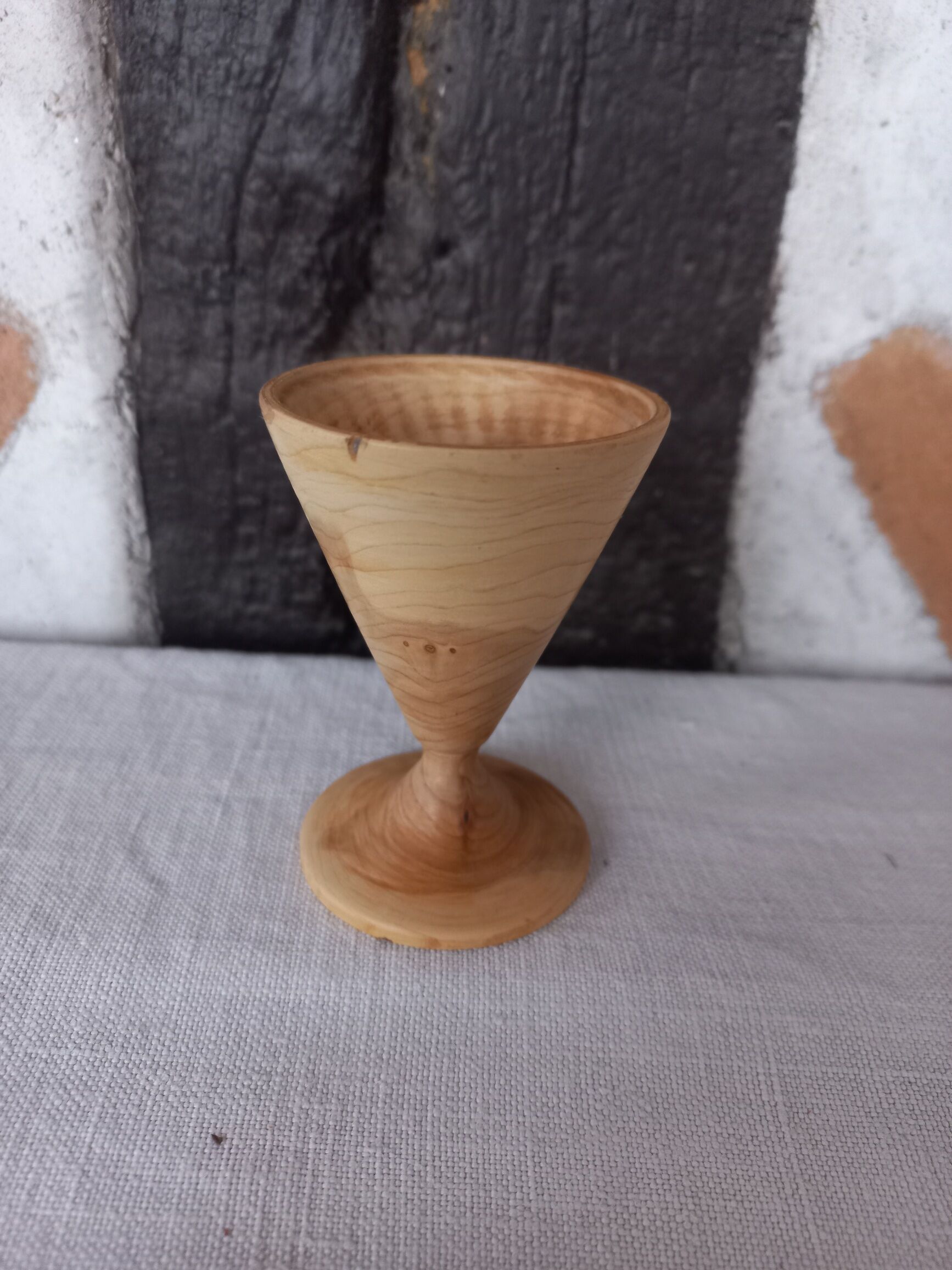 Turned wood egg cup