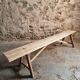 French antique wooden bench – Rustic farmhouse bench – Poplar and chestnut – Late 19th century – 198 cm