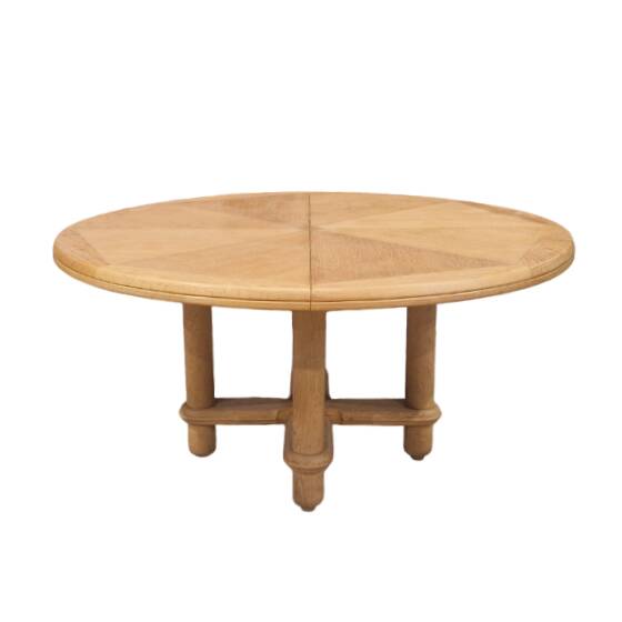 Large vintage Victorine table in light oak, Guillerme et Chambron