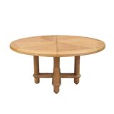 Large vintage Victorine table in light oak, Guillerme et Chambron