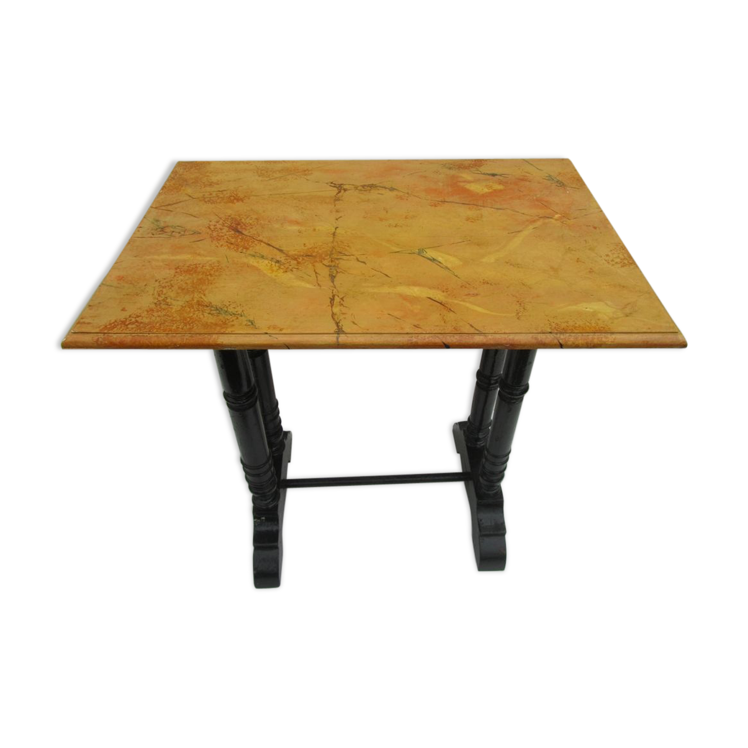 Wooden side table painted in faux marble