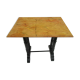Wooden side table painted in faux marble