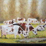 Oil on wood framed and signed Henri Merlet, 124x63 cm